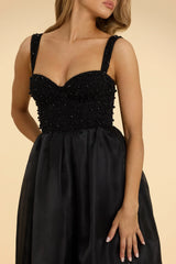Embellished Corset Gown in Black
