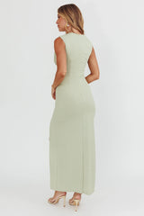 Daleela Asymmetric Neckline Maxi Dress Sage