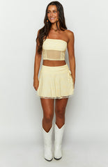 Stay Yellow Mesh Mini Skirt