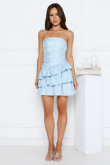 Delicate Drama Strapless Mini Dress Blue