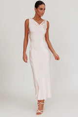 Take Care Backless Sash Maxi Dress Blush