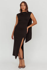 Looks Of Love Shoulder Sash Maxi Dress Black
