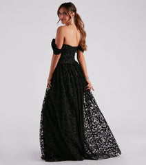 Nyra Formal Flocked Velvet A-Line Dress
