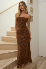 Artice Strapless Maxi Dress Lace Chocolate