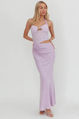 Sandy Shell Buckle Halter Maxi Dress Lilac