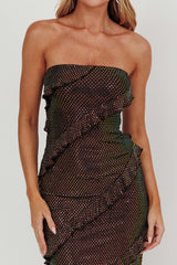 Metrics Strapless Frill Maxi Dress Black