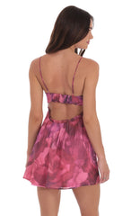 Floral Cutout Babydoll Dress in Mixed Pink
