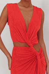 Mimosa Twist Waist Maxi Dress Coral