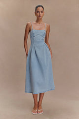 Harlyn Denim Midi Dress - Light Blue