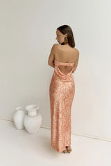 Staying True Strapless Maxi Dress Orange