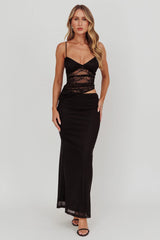 Lorely Lace Bodice Maxi Dress Black