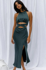 Social Butterfly Cut-Out Waist Midi Dress Jade
