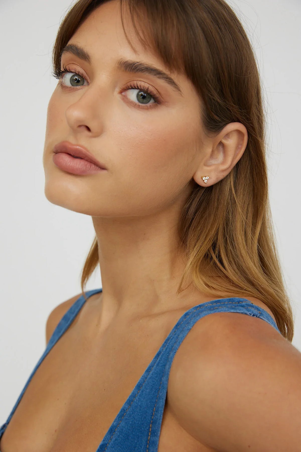 Trinity Zircon Stud Earrings Gold