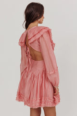 Alive Pleated Sailor Collar Mini Dress Dusty Pink