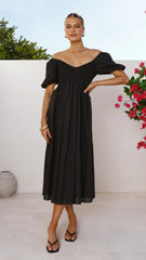 Sahirah Midi Dress - Black