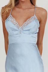 Summer Of Love Lace Trim Maxi Dress Blue