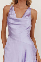 Brigid Cowl Neck Scoop Back Mini Dress Lilac