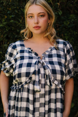 Picnic Dress in Navy Gingham