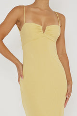 Namrata Twist Back Ribbed Midi Dress Lemon