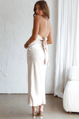 Mon Coeur Plunging Neckline Midi Dress Champagne