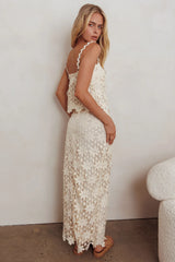 Sun Days Crochet Lace Maxi Skirt Sand