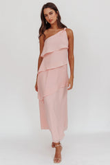 Delwyn One-Shoulder Maxi Dress Baby Pink