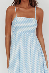 Shirley Square Neckline Maxi Dress Print Light Blue