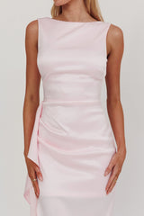 Kamillia Boat Neck Split Maxi Dress Ice Pink