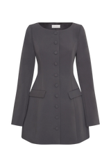 Jolie Boat Neck Suiting Mini Dress - Charcoal Grey