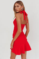 Fire Of Stars Halterneck Mini Dress Red
