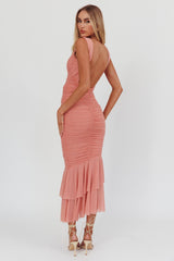 Nadia Sleeveless Ruched Midi Dress Pink