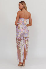 Euphoria Dream Embellished Mesh Maxi Dress Lilac