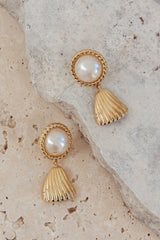 Valentina Tassel Pearl Earrings Gold/Pearl