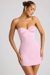 Strapless A-Line Mini Dress in Soft Pink