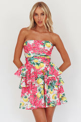 Like Me Tied Back Layered Mini Dress Citrus Pink