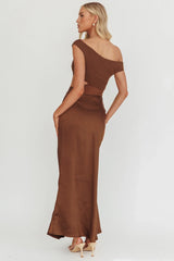 In Blooms Mesh Bodice Maxi Dress Chocolate
