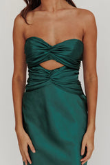 Good Impression Double Twist Midi Dress Forest Green