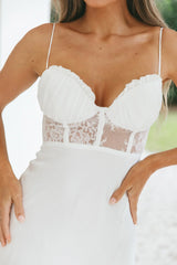 Trophy Lace Bodice Midi Dress Ivory