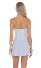 Sequin Draped Waist Dress in Pastel Blue