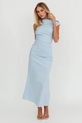 Angel's Song Asymmetric Neckline Maxi Dress Blue