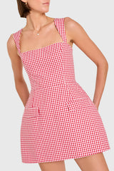 Bethany Skort Romper in Gingham