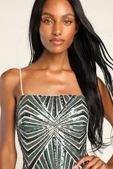 Lost In Your Eyes Teal Sequin Bodycon Mini Dress