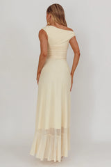 Moonlit Magic Asymmetric Neckline Maxi Dress Light Yellow