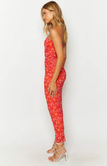 Imogen Orange Floral Print Maxi Dress