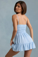 Shirred Camisole Mini Dress in Sky Blue