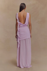 Daria Draped Chiffon Maxi Dress - Light Lilac