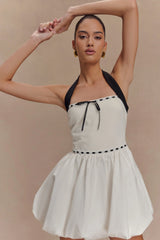 Queenie Halter Bubble Mini Dress - Black/White