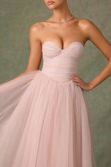 Tulle Corset Midaxi Dress in Dusty Rose