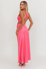 On And On Crossover Cut-Out Maxi Dress Hot Pink