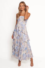 Admira Strapless Maxi Dress - Blue Floral